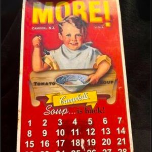 Campbells Soup Calendar Metal sign .